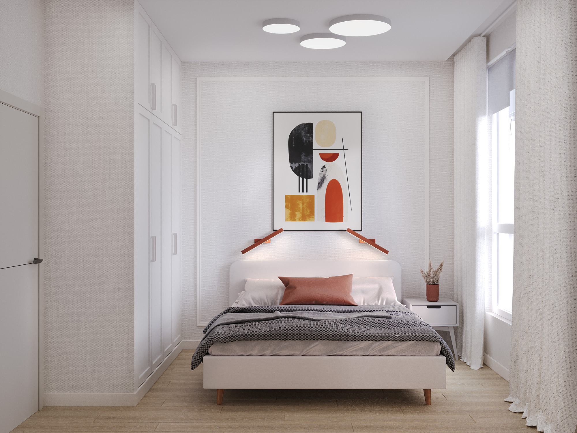 Визуализация интерьера спальни в современном стиле, Кемерово